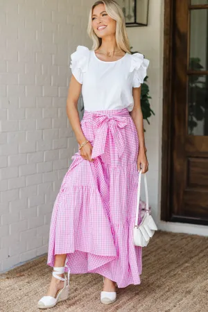 Feels Like Home Pink Gingham Maxi Skirt