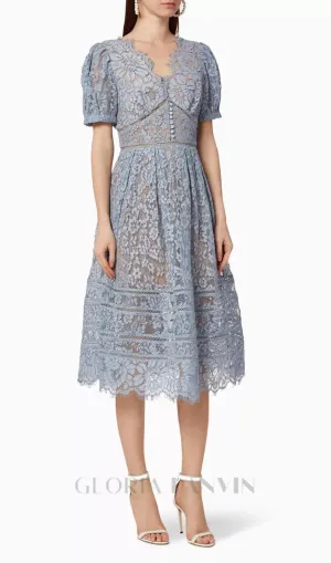 FINE CORD LACE MIDI DRESS Gloria Lanvin