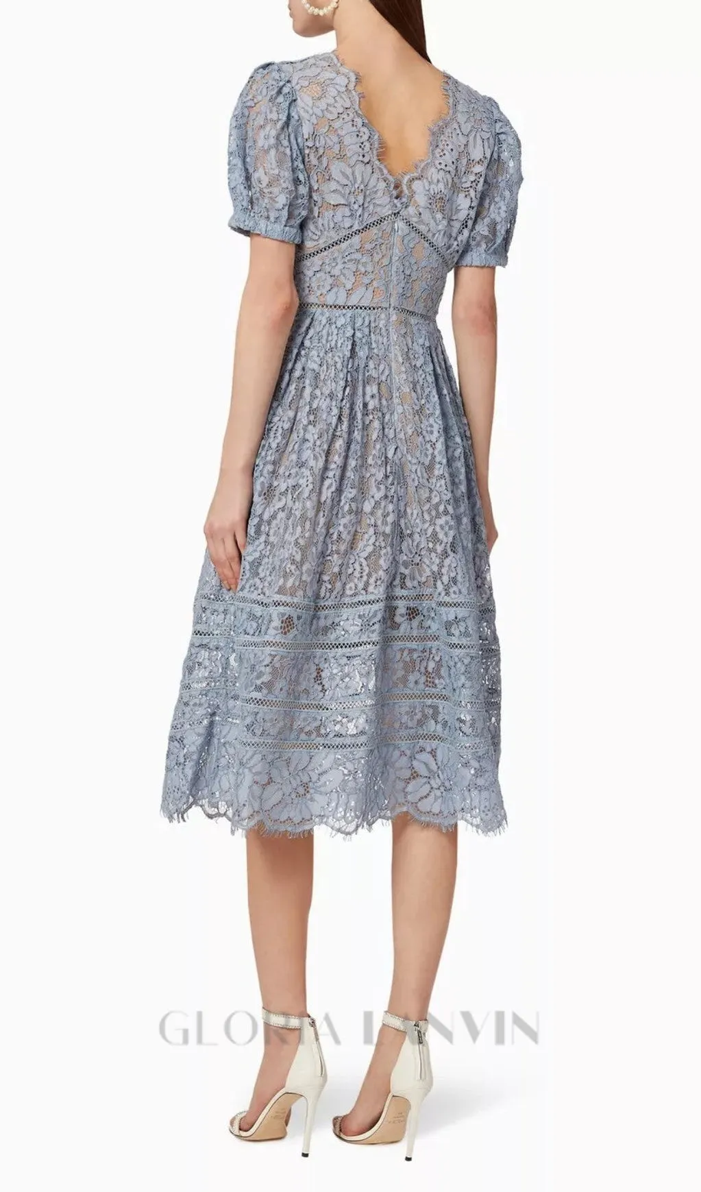 FINE CORD LACE MIDI DRESS Gloria Lanvin
