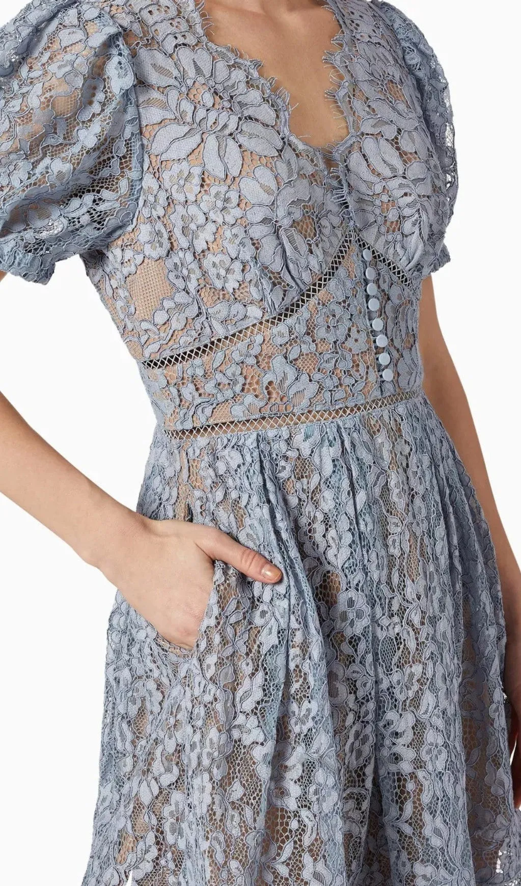 FINE CORD LACE MIDI DRESS Gloria Lanvin