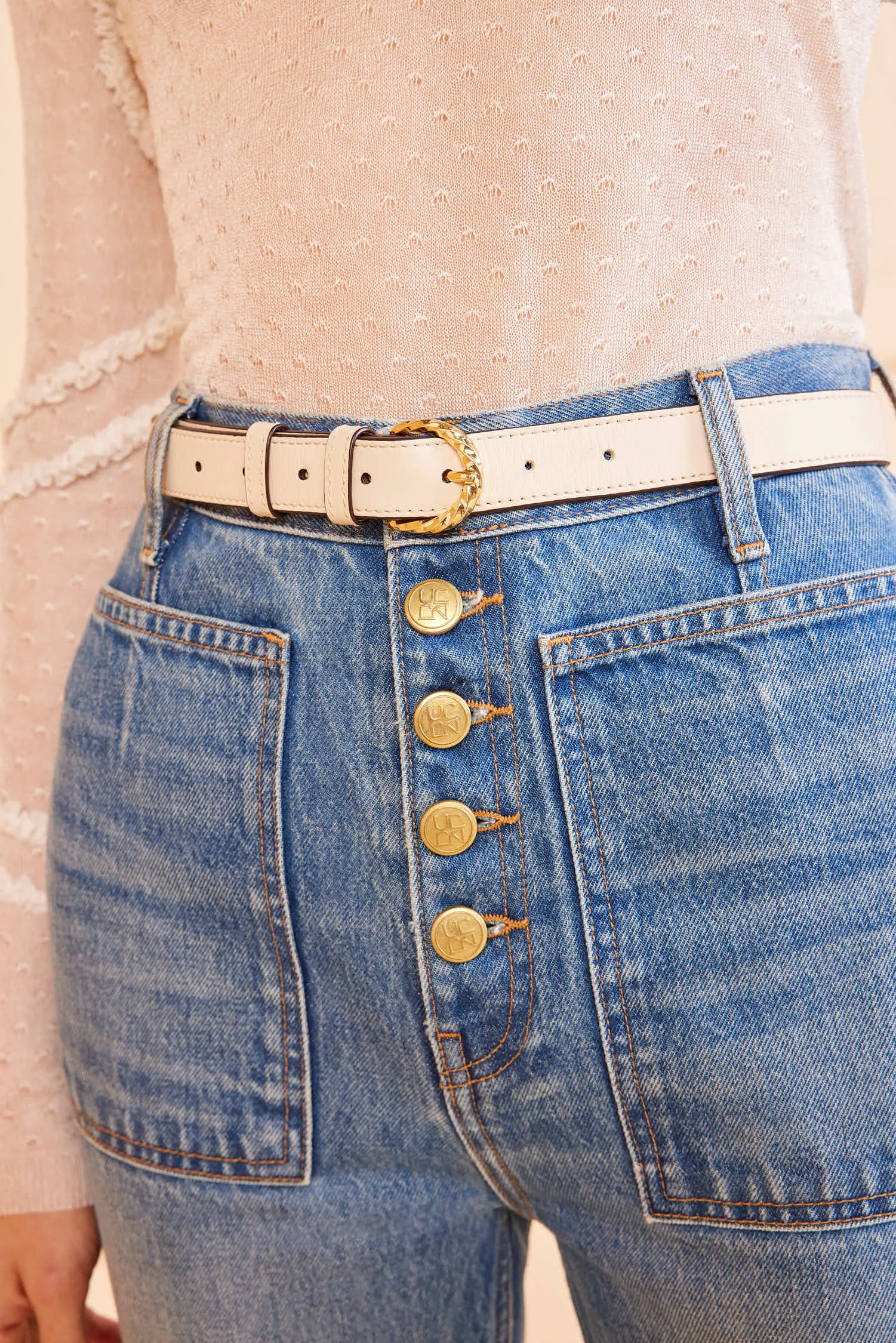 Gia Twisted Buckle Belt - Cowrie Ulla Johnson