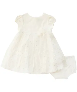 Girls' Dotted Tulle Dress In Ivory
