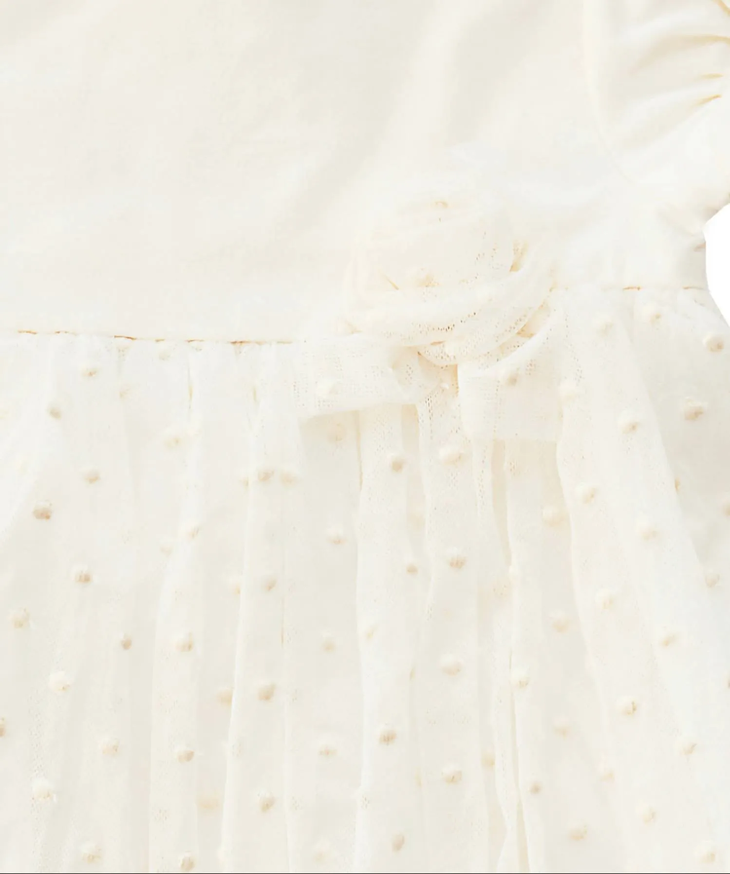Girls' Dotted Tulle Dress In Ivory