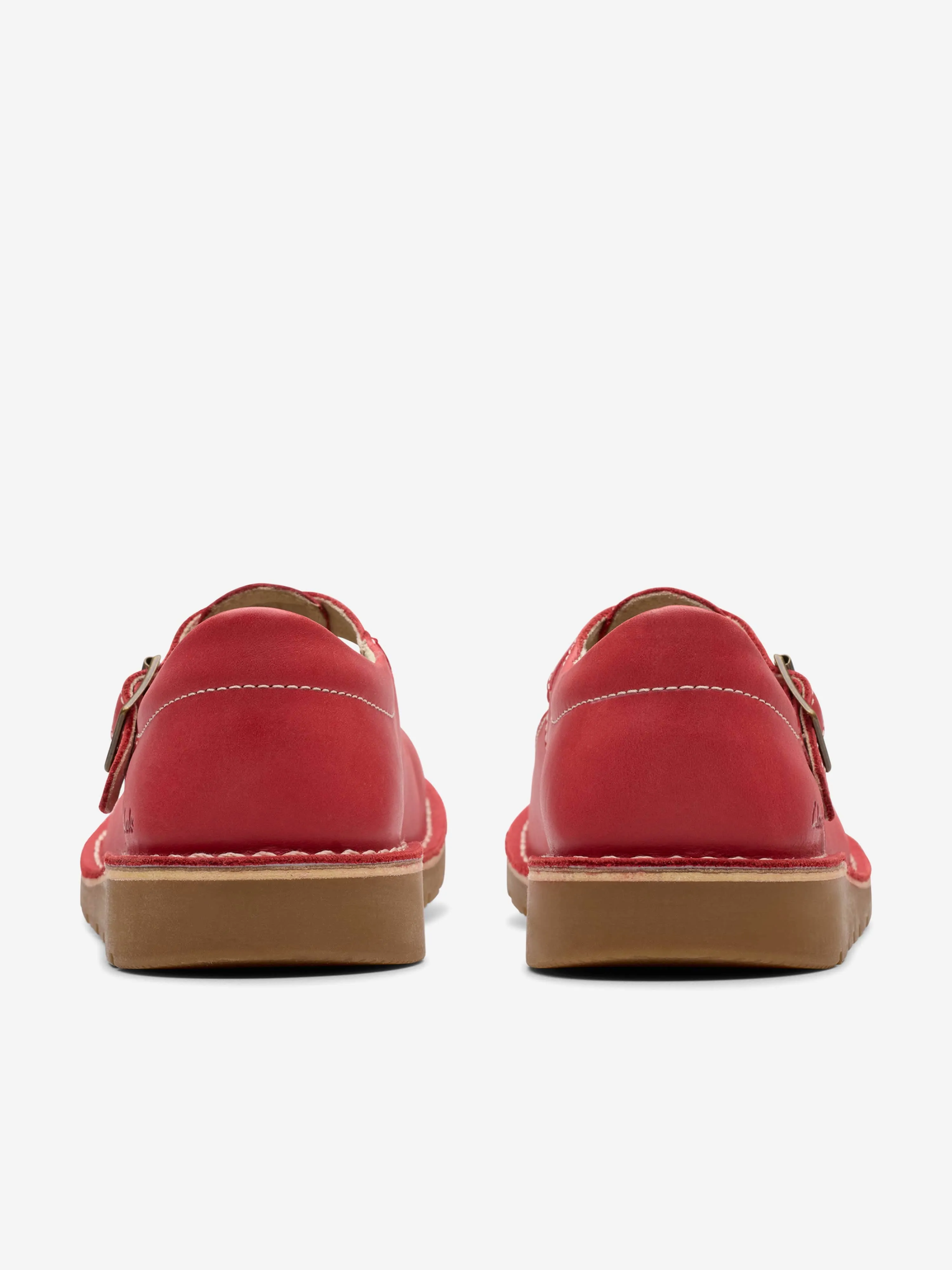 Girls Leather Joyful Skip T-Bar Shoes in Red