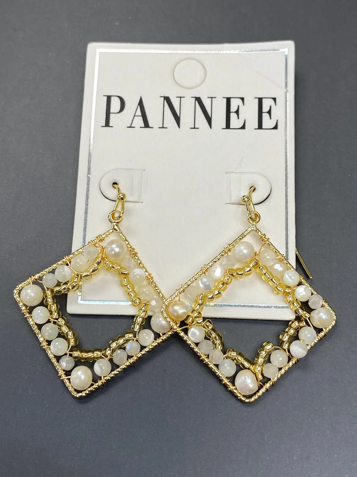 Gold and White Pearl Beaded Earring