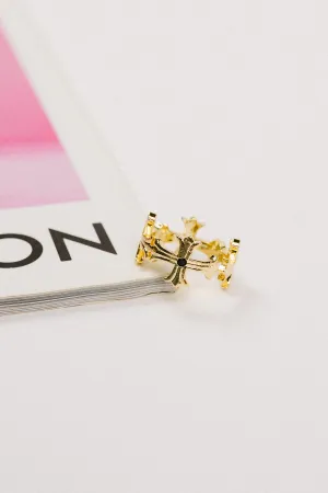 Gold Cross Adjustable Ring