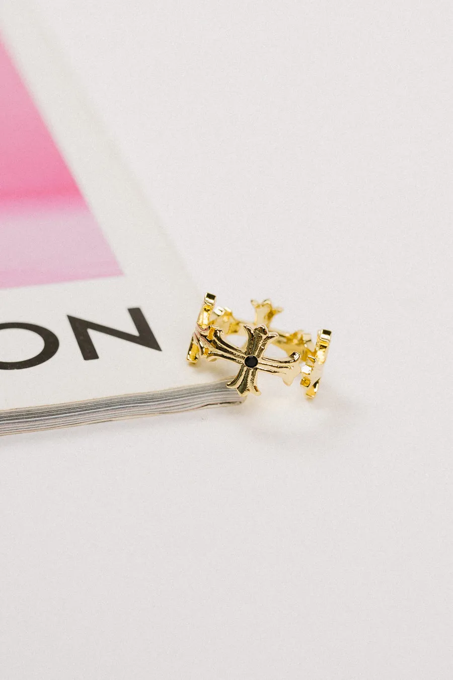 Gold Cross Adjustable Ring