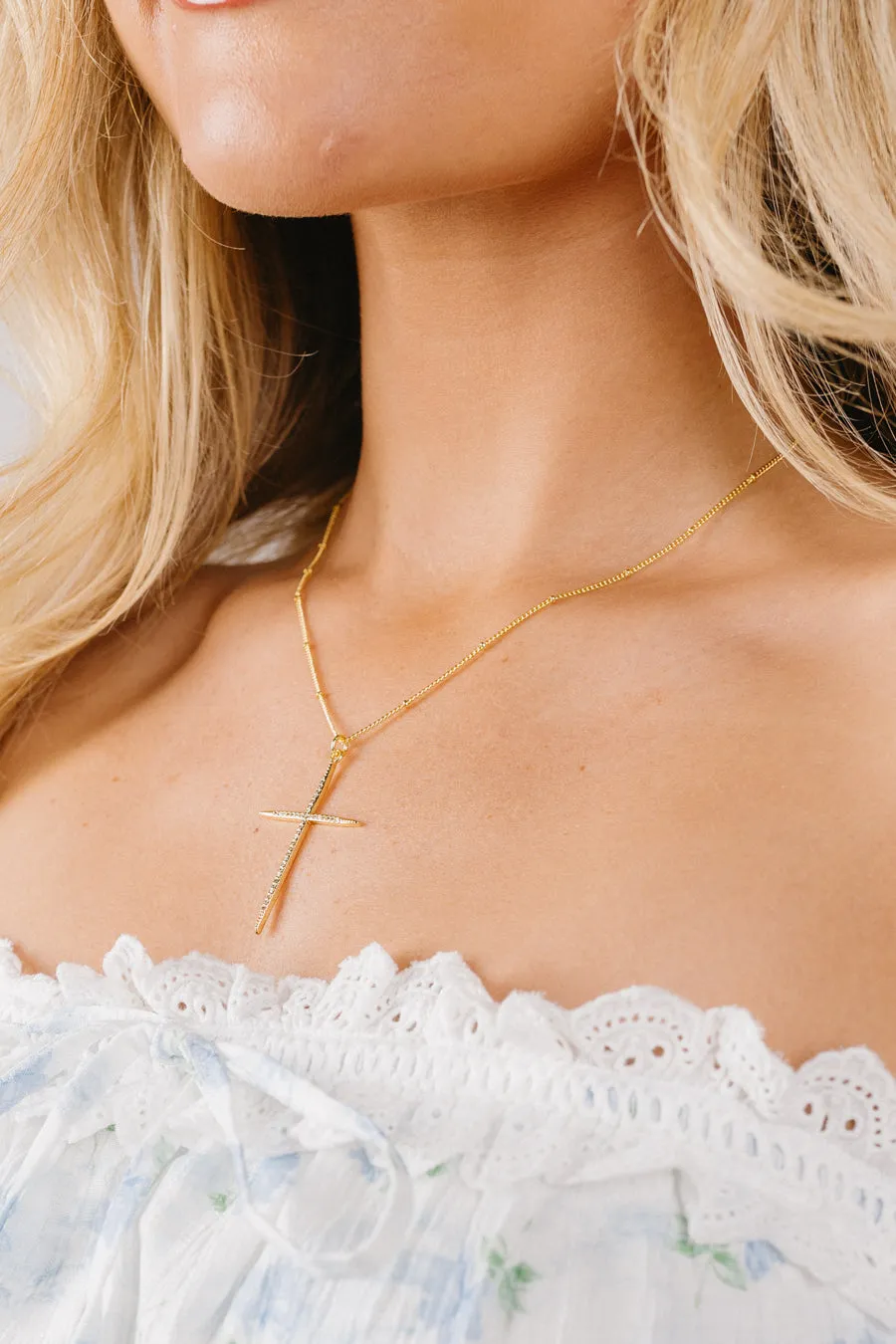 Gold Cross Single Necklace