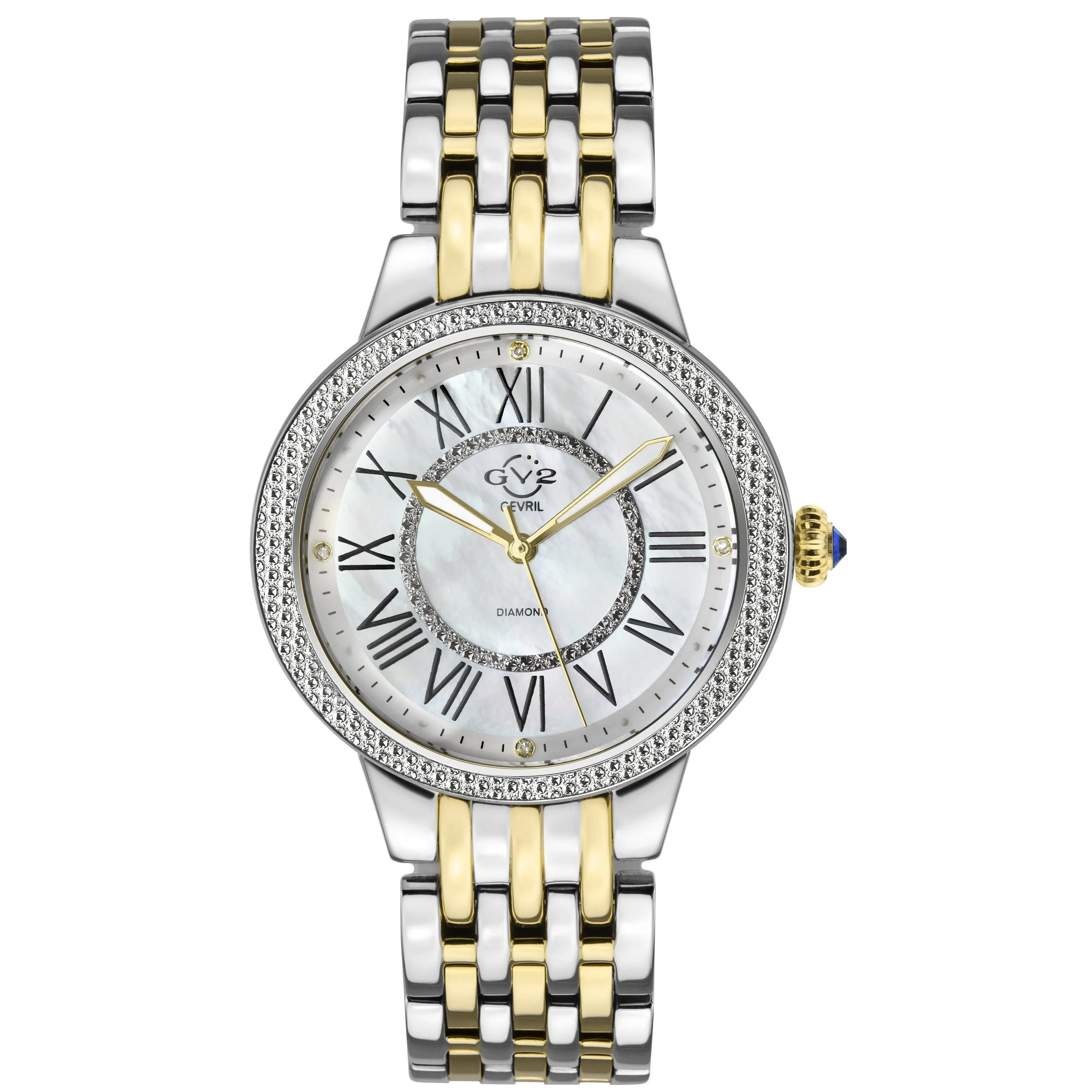 GV2 Astor II Women's Watch White Mother of Pearl Dial Two-Tone Yellow Gold Bracelet