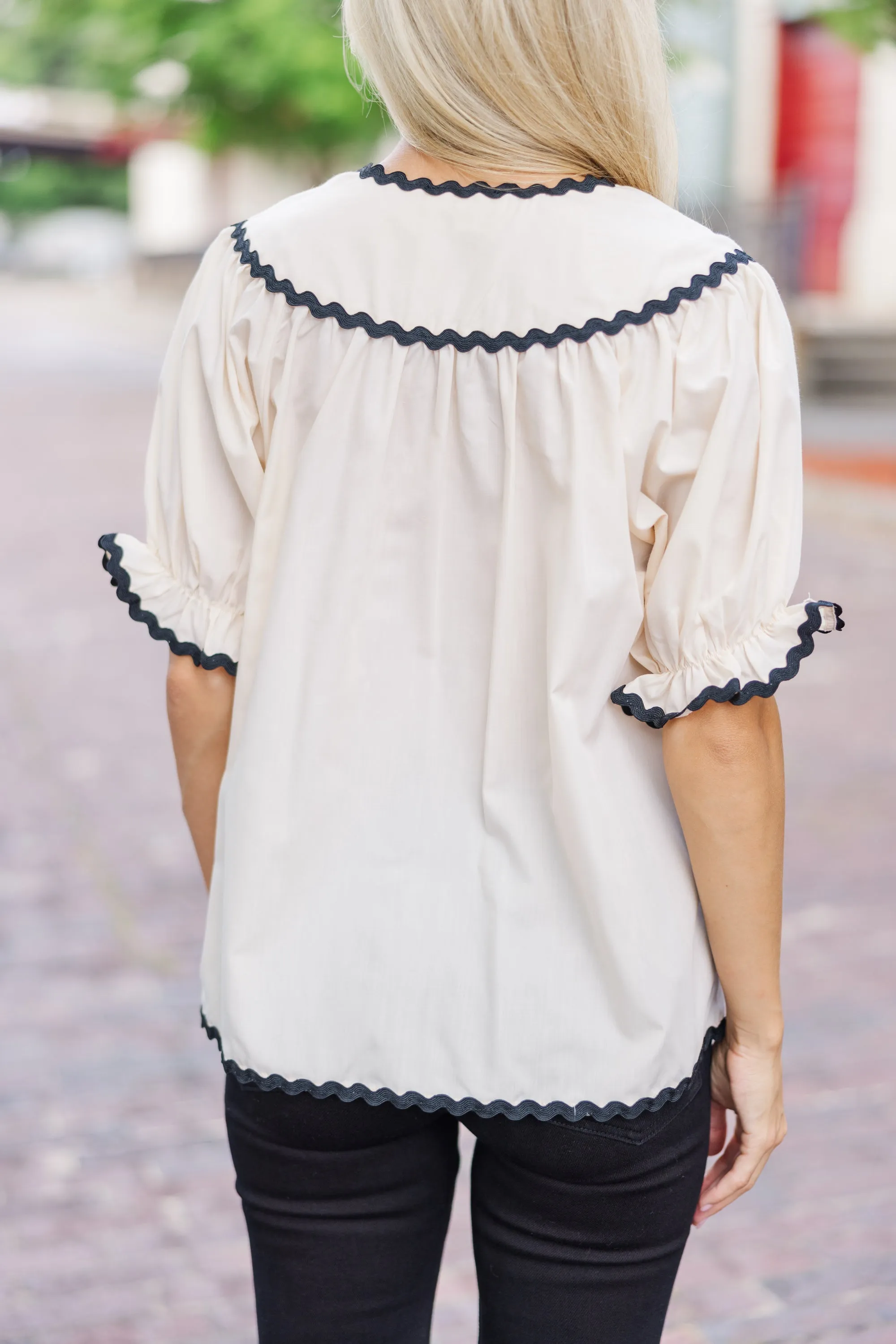 In A Dream Ecru White Rickrack Blouse