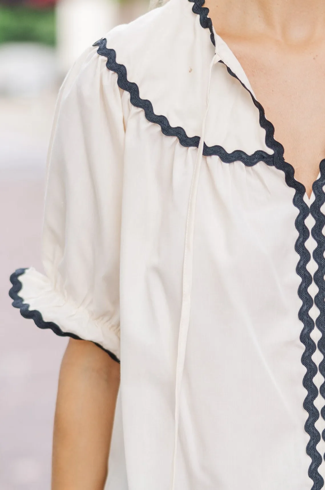 In A Dream Ecru White Rickrack Blouse