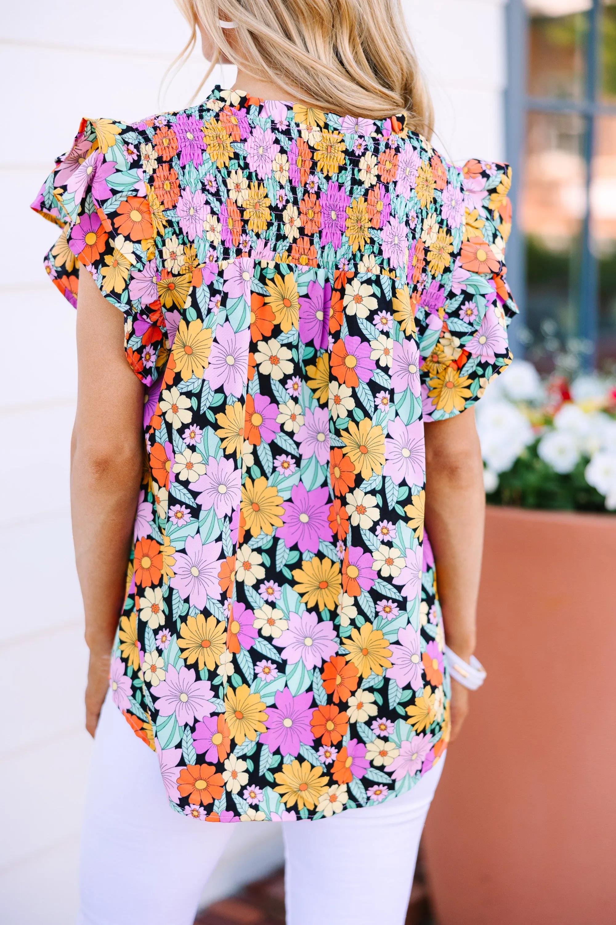 In Your Dreams Black Floral Blouse