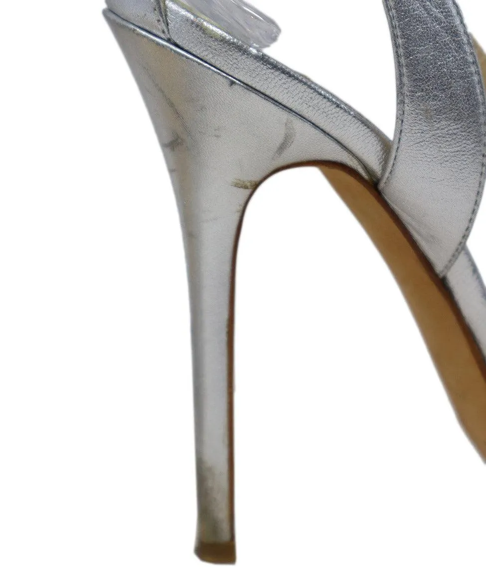 Jimmy Choo Silver Leather Heeled Sandals sz 8.5