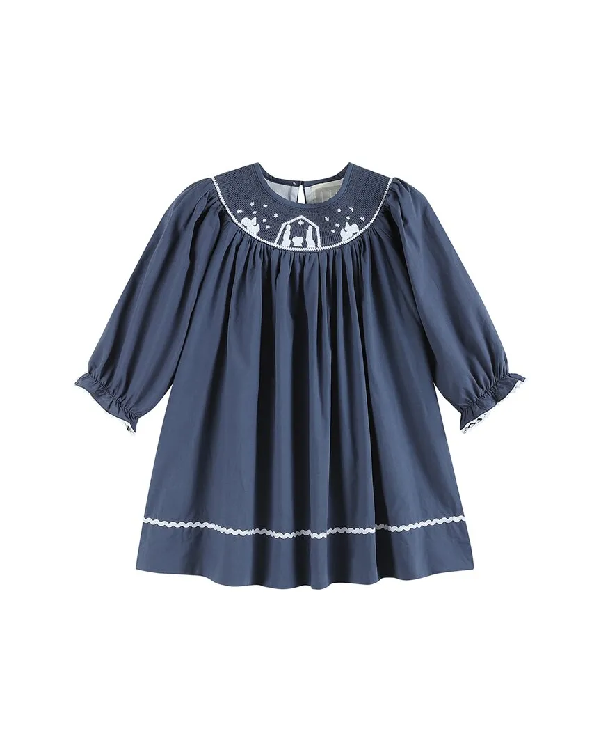 Lil Cactus Nativity Smocked Bishop Dress