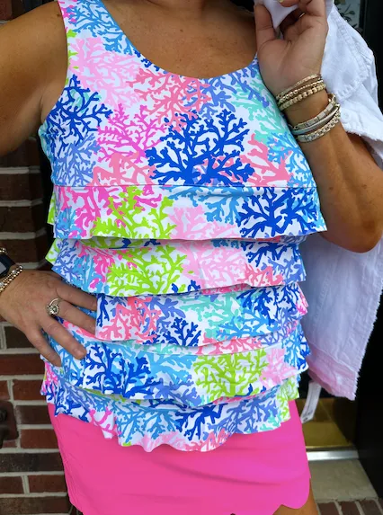 Lulu B Corals Sleeveless Cha Cha Tank