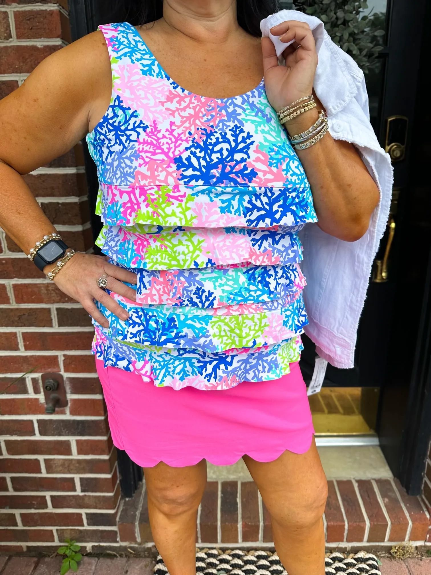 Lulu B Corals Sleeveless Cha Cha Tank