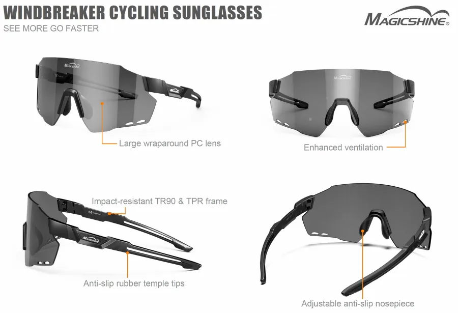 Magicshine Windbreaker Classic Sport Sunglasses (Orange)
