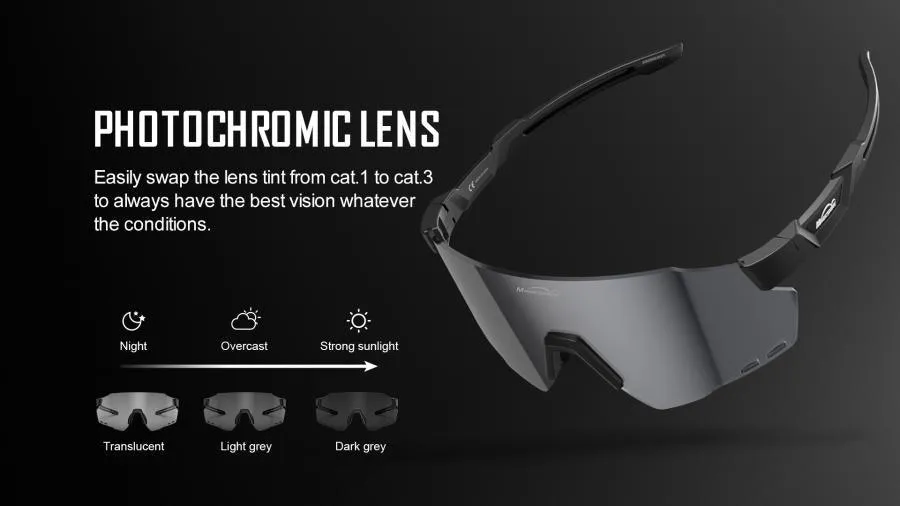 Magicshine Windbreaker Photochromatic Sport Sunglasses (Transparent/Lake Placid Blue)