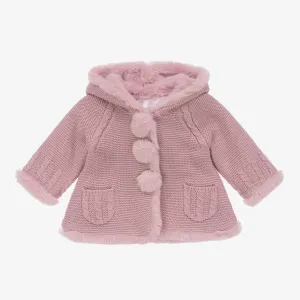 Mauve Pom Knitted Hood Jacket