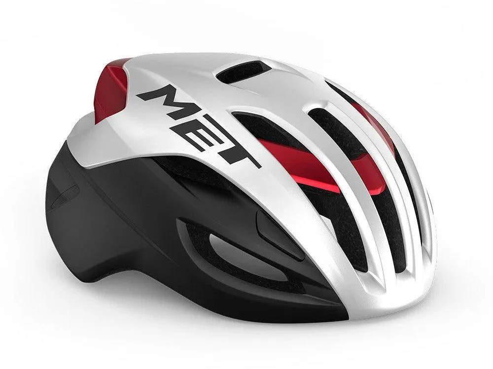 MET Rivale MIPS Road Cycling Helmet (White/Black/Red Metallic/Matt Glossy)