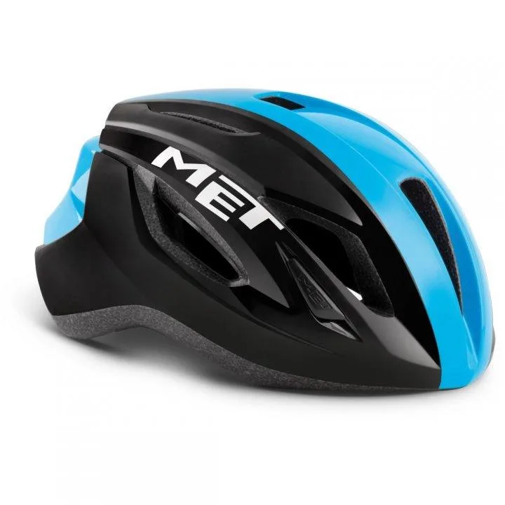 MET Strale CE Road Cycling Helmet (Black Cyan Panel/Glossy)