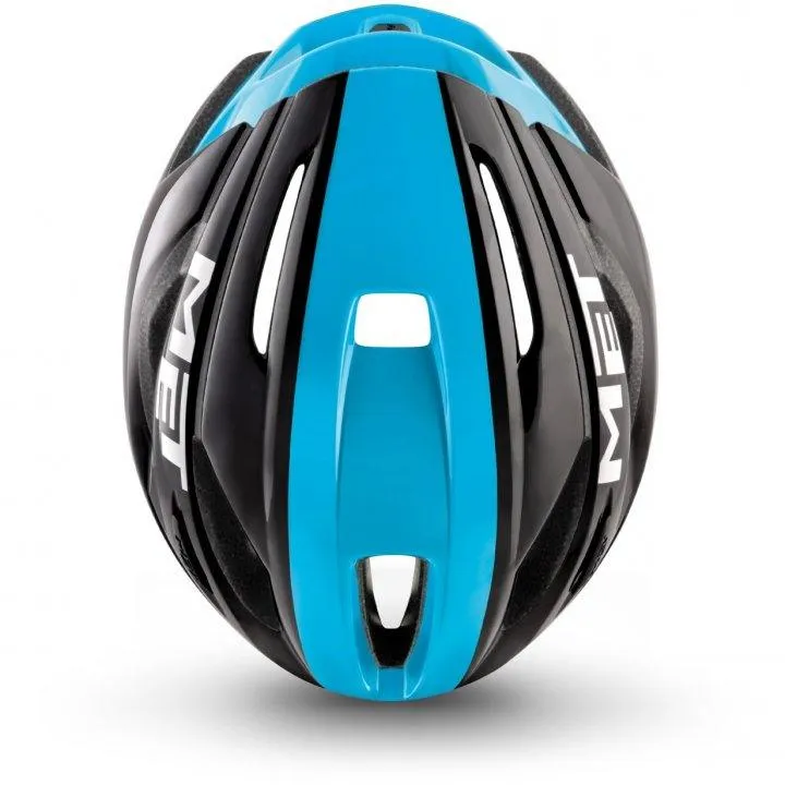 MET Strale CE Road Cycling Helmet (Black Cyan Panel/Glossy)