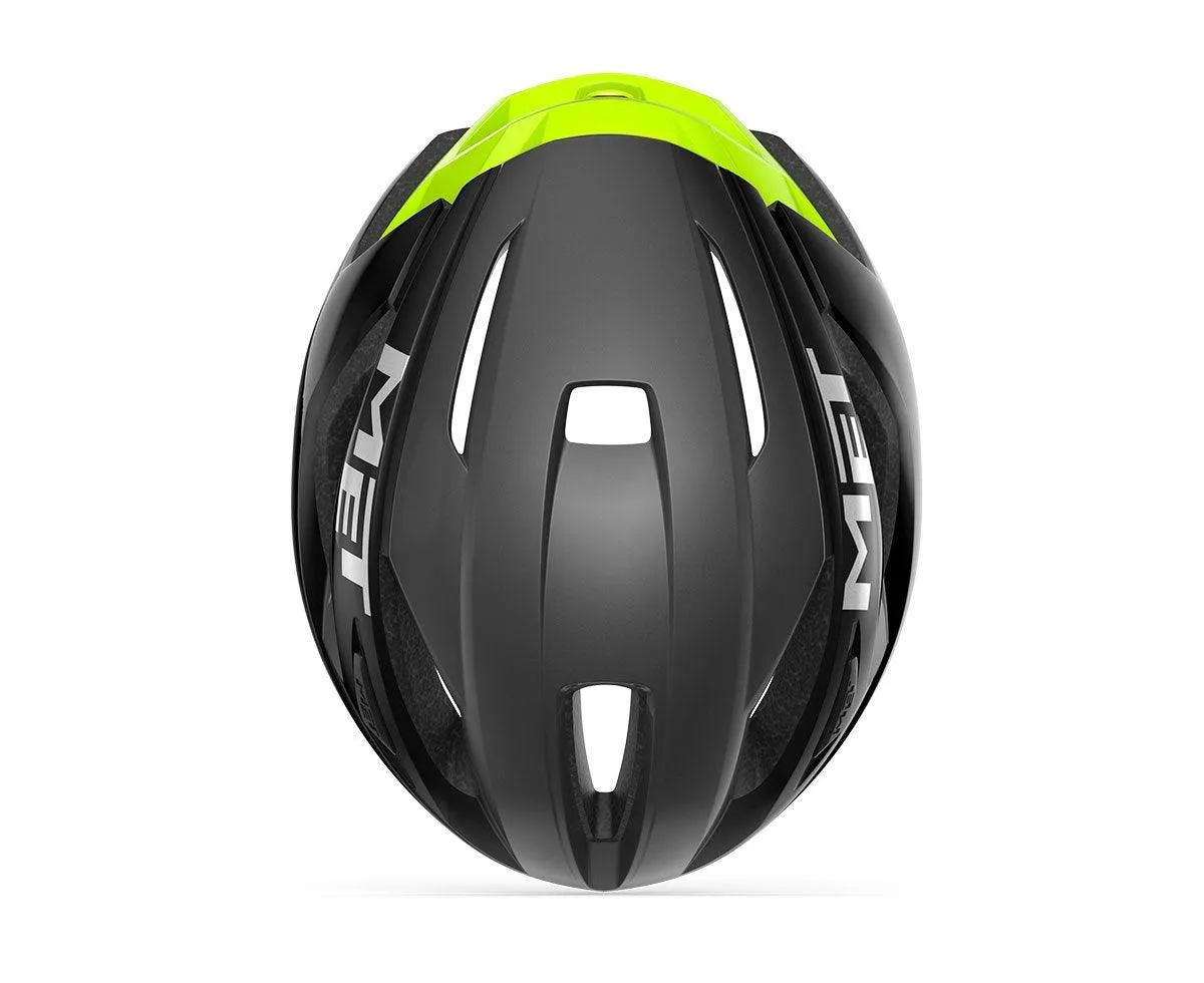 MET Strale Road Cycling Helmet (Black Fluo Yellow Reflective)