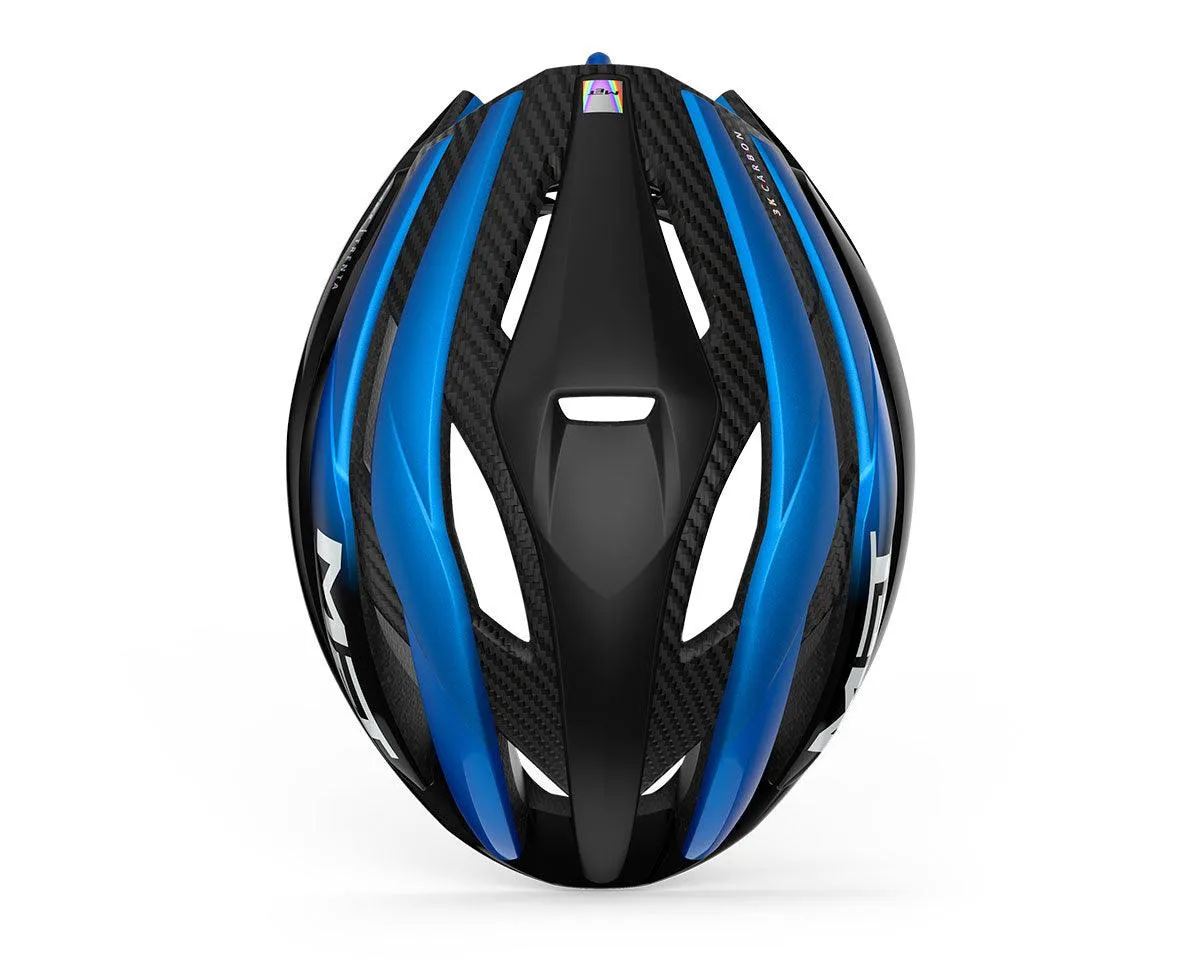MET Trenta 3K Carbon CE Road Cycling Helmet (Black Blue Metallic/Matt Glossy)