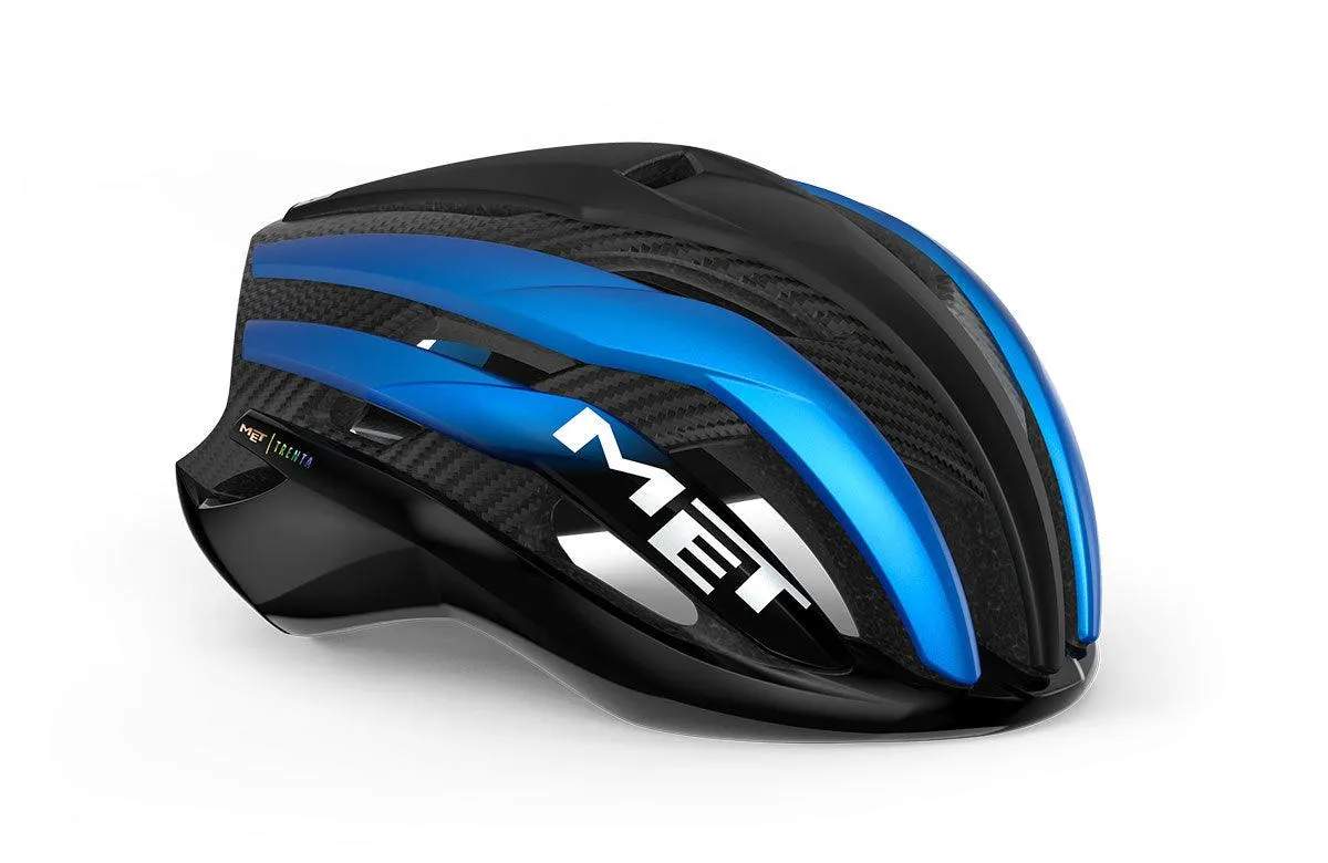 MET Trenta 3K Carbon CE Road Cycling Helmet (Black Blue Metallic/Matt Glossy)