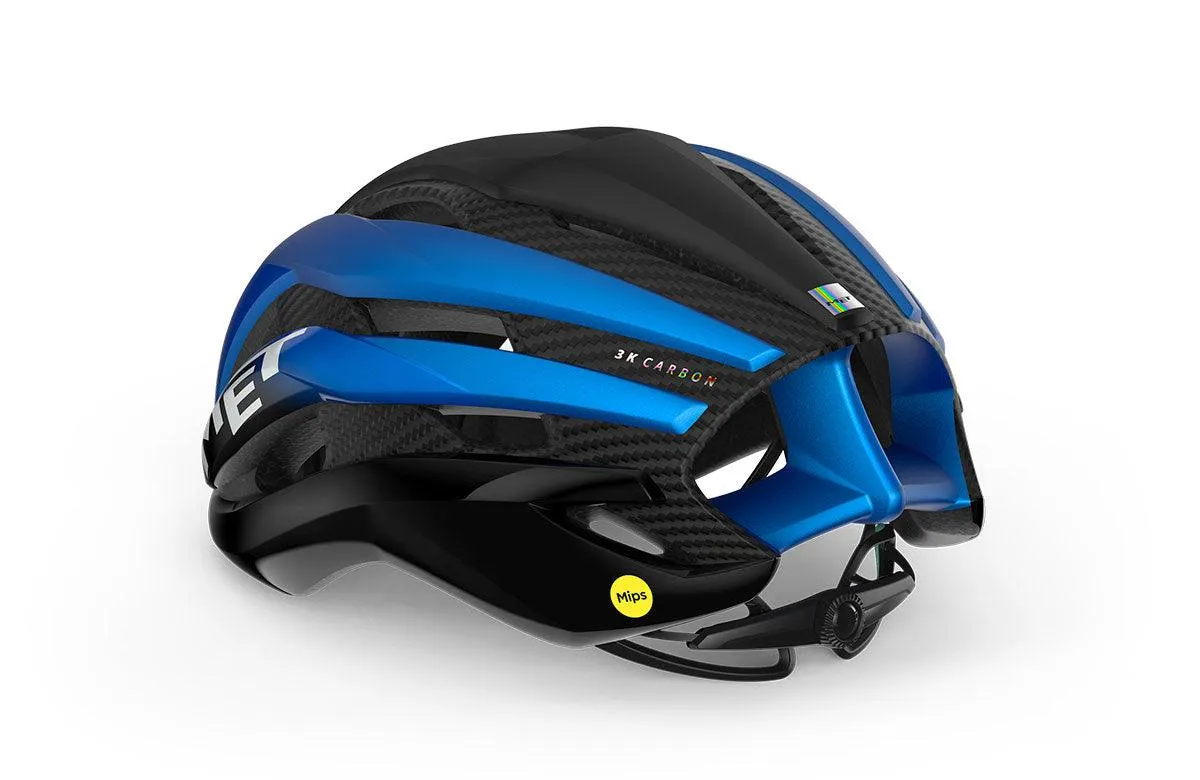 MET Trenta 3K Carbon CE Road Cycling Helmet (Black Blue Metallic/Matt Glossy)