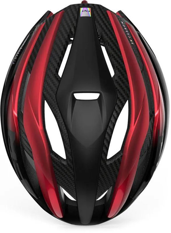 MET Trenta 3K Carbon MIPS Road Cycling Helmet (Black/Red Metallic/Matt Glossy)