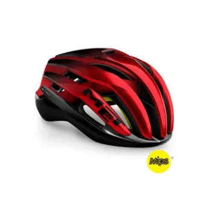 MET Trenta MIPS Road Cycling Helmet (Black/Red Metallic/Matt Glosy)