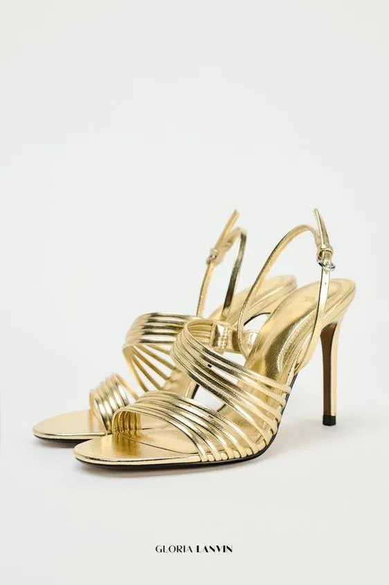 METALLIC STRAPPY SANDALS Gloria Lanvin