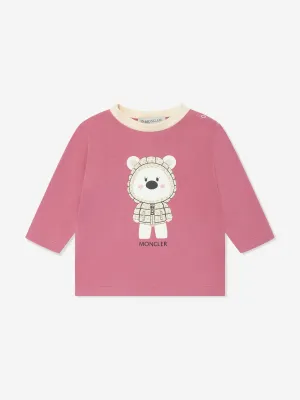 Moncler Enfant Baby Girls Long Sleeve Bear T-Shirt in Pink