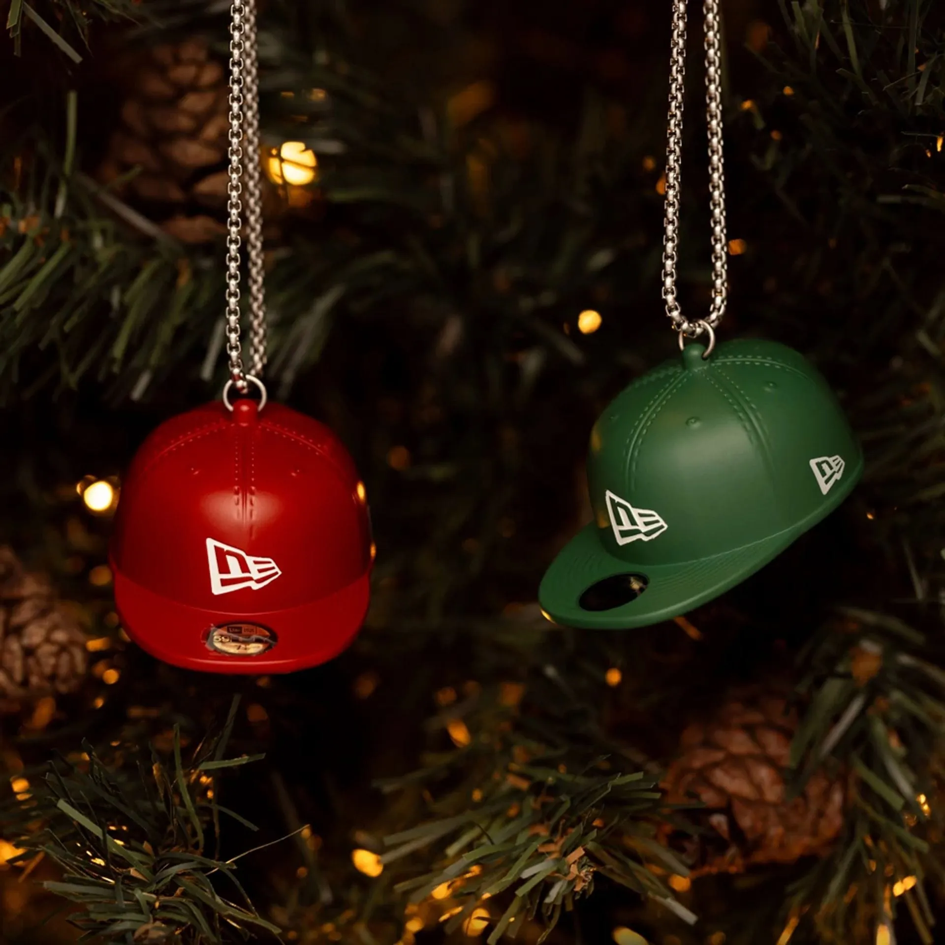 New Era Double Pack Red and Green Festive Hanging Ornaments NEW ERA