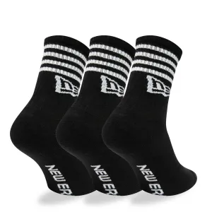 New Era Stripe 3 Pack Crew Black Socks NEW ERA