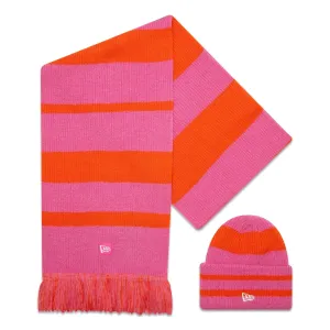 New Era Stripe Pastel Pink Beanie and Scarf Set NEW ERA