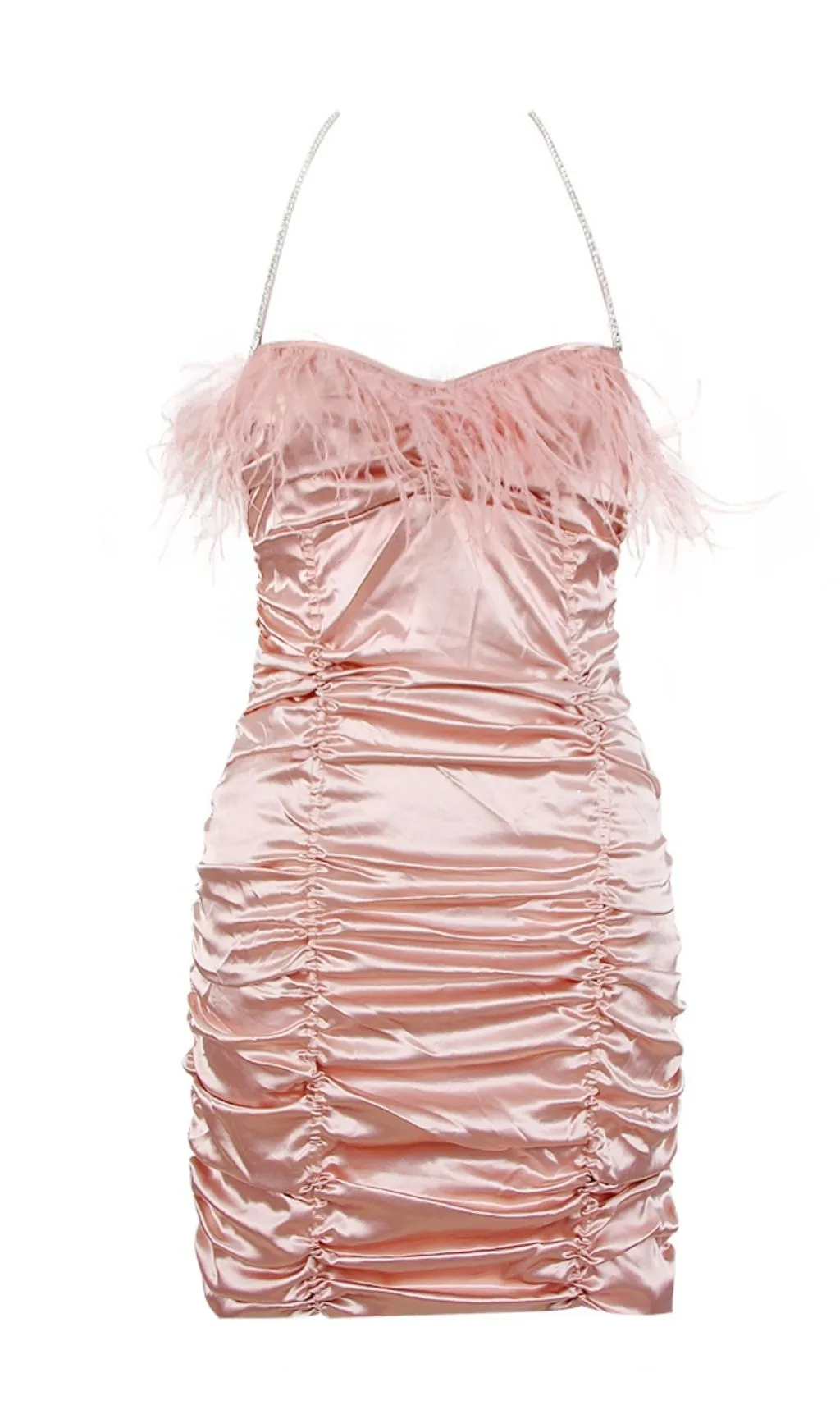 RUCHED FEATHER MINI DRESS IN PINK Gloria Lanvin