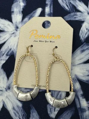 Silver and Gold Teardrop Hoop Earrings