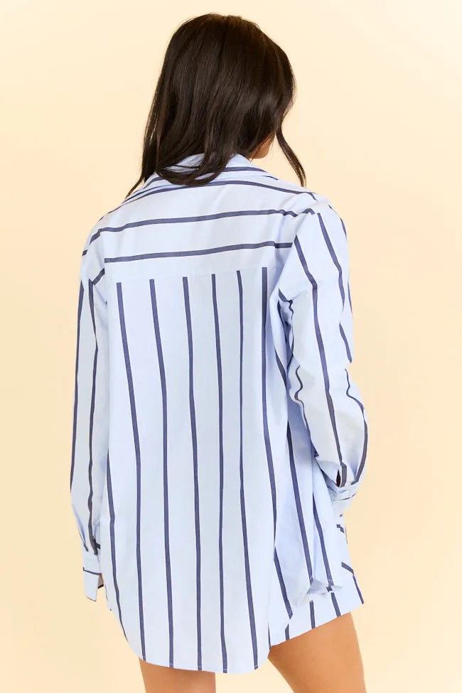 Stay Anchored Light Blue Stripe Button Down Shirt and Shorts Set