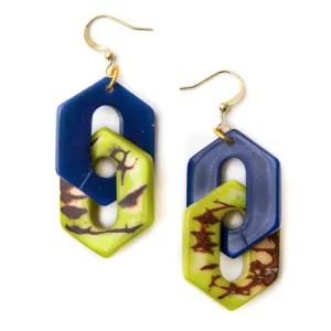 Tagua Callie Lime and Azul Earrings