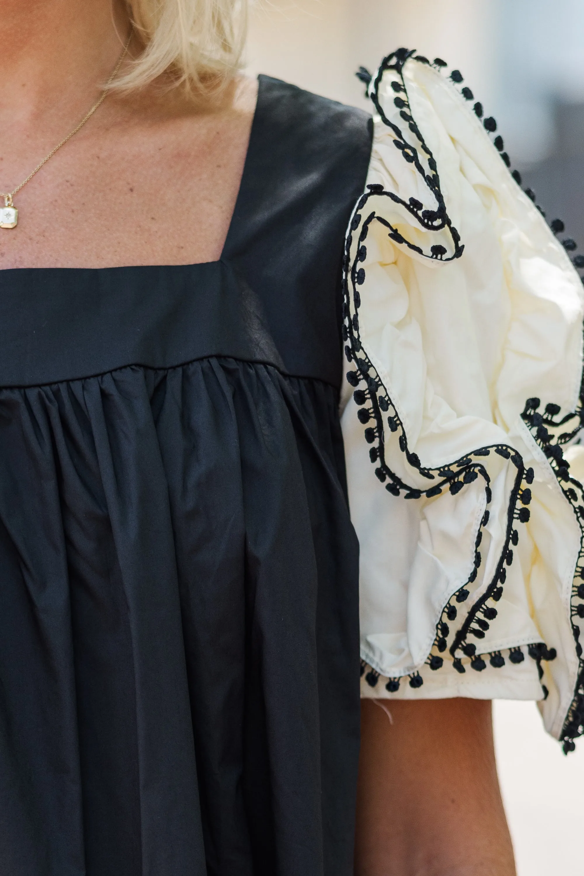 There For You Black Ruffled Blouse