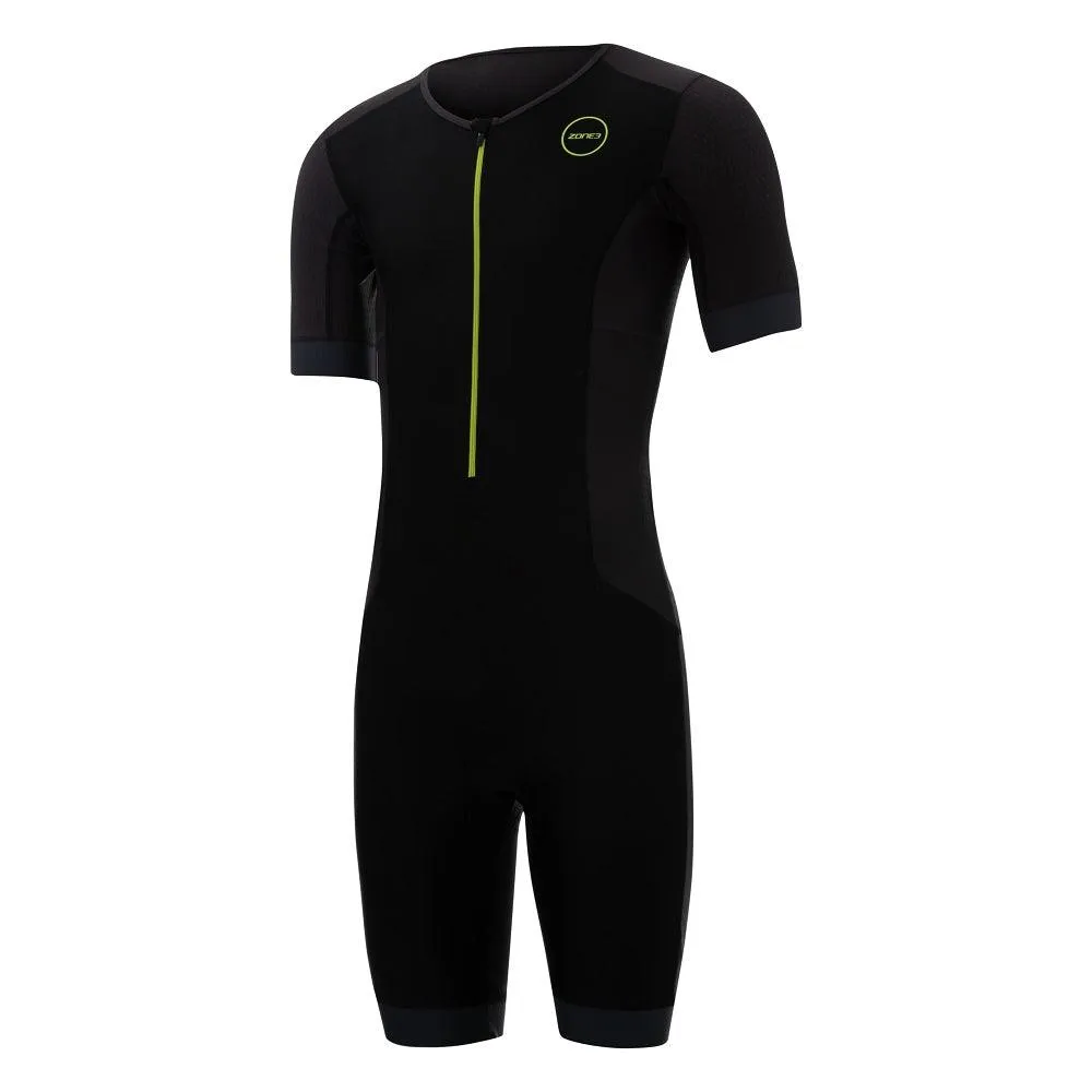Zone 3 Aquaflo Plus Short Sleeve Men's Triathlon Suit (Black/Grey/Neon green)