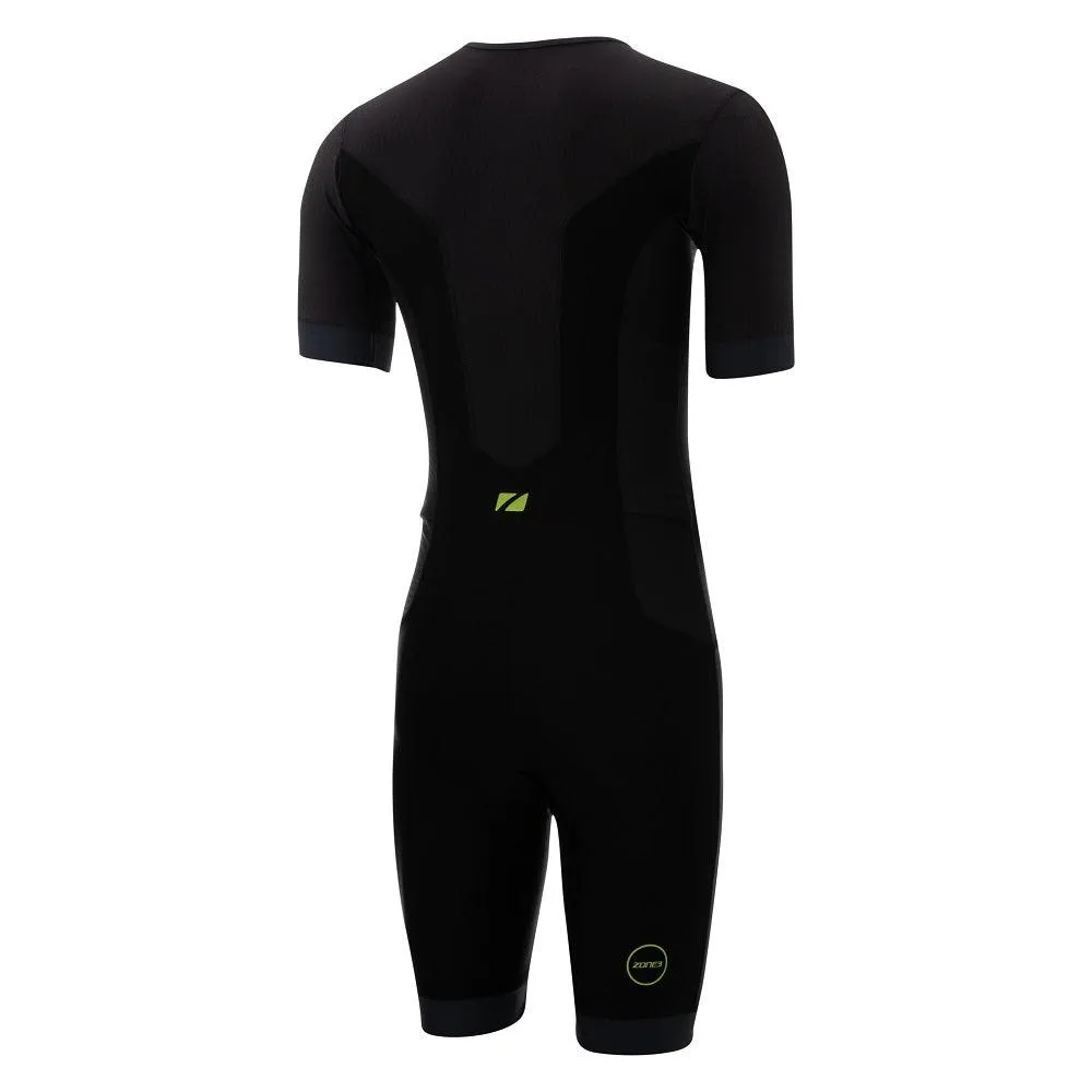Zone 3 Aquaflo Plus Short Sleeve Men's Triathlon Suit (Black/Grey/Neon green)