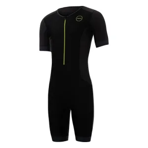 Zone 3 Aquaflo Plus Short Sleeve Men's Triathlon Suit (Black/Grey/Neon green)