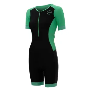 Zone 3 Aquaflo Plus Short Sleeve Women's Triathlon Suit (Black/Mint)