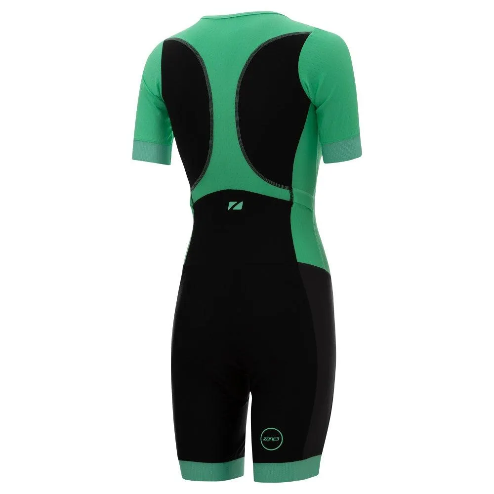 Zone 3 Aquaflo Plus Short Sleeve Women's Triathlon Suit (Black/Mint)